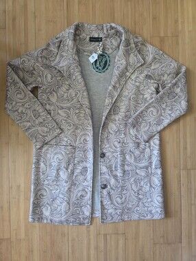 Paisley Open-Front Knit Blazer